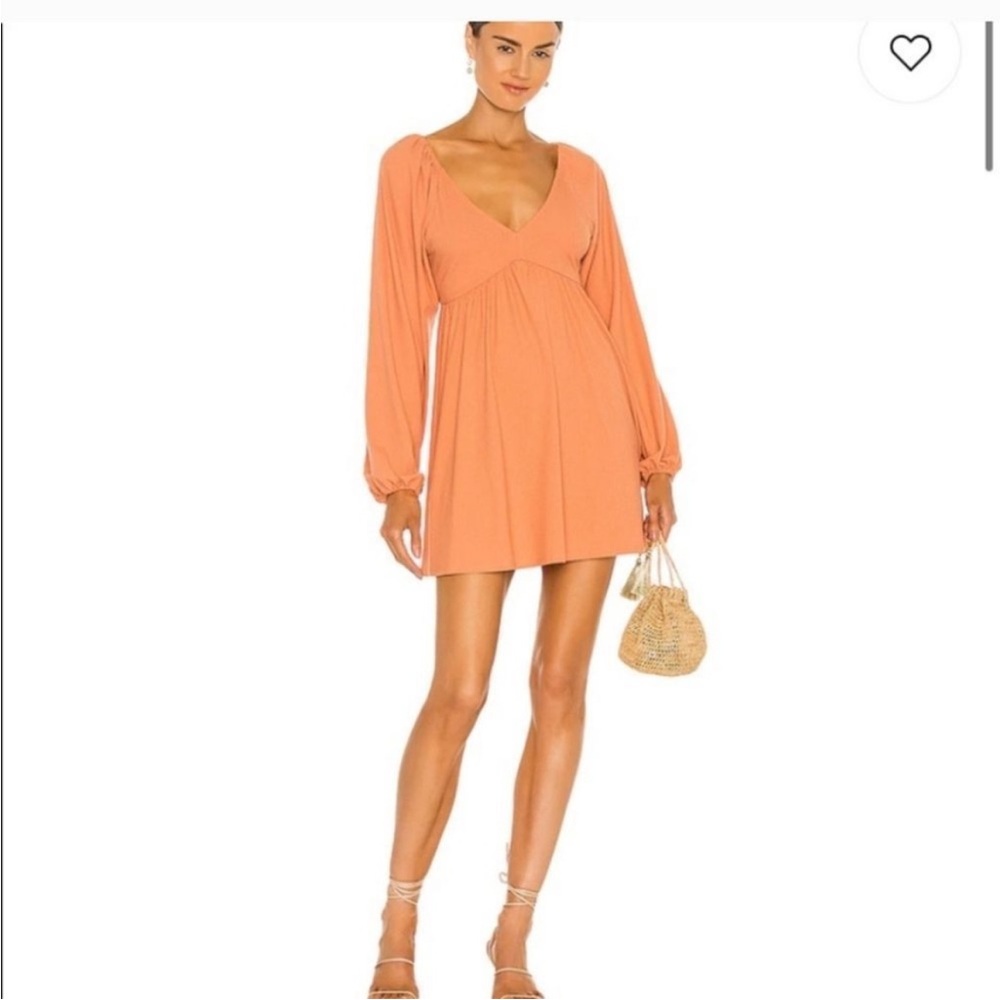 Lovers + Friends Orange Bishop Sleeve Sundress